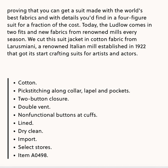 J Crew Ludlow Slim Fit Suit Jacket in Italian Cotton Chino. Size - Picture 7 of 16